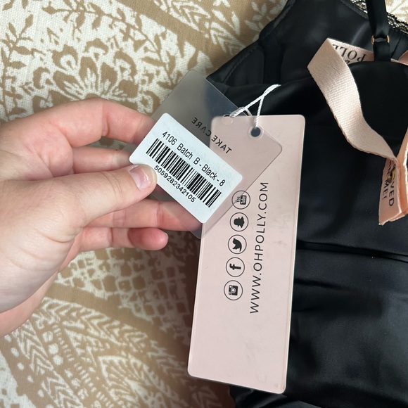 Oh Polly All For You Black Lace Trim Satin Mini Dress - Picture 9 of 10